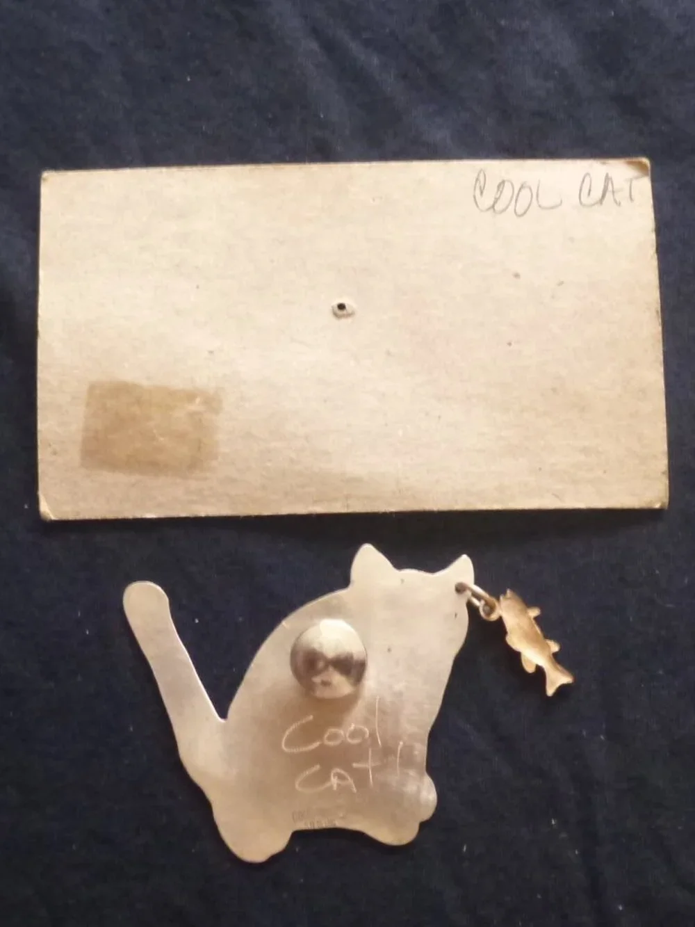 Vintage Toby & Max Sterling Silver Cool Cat Brooch Pin on Original Card